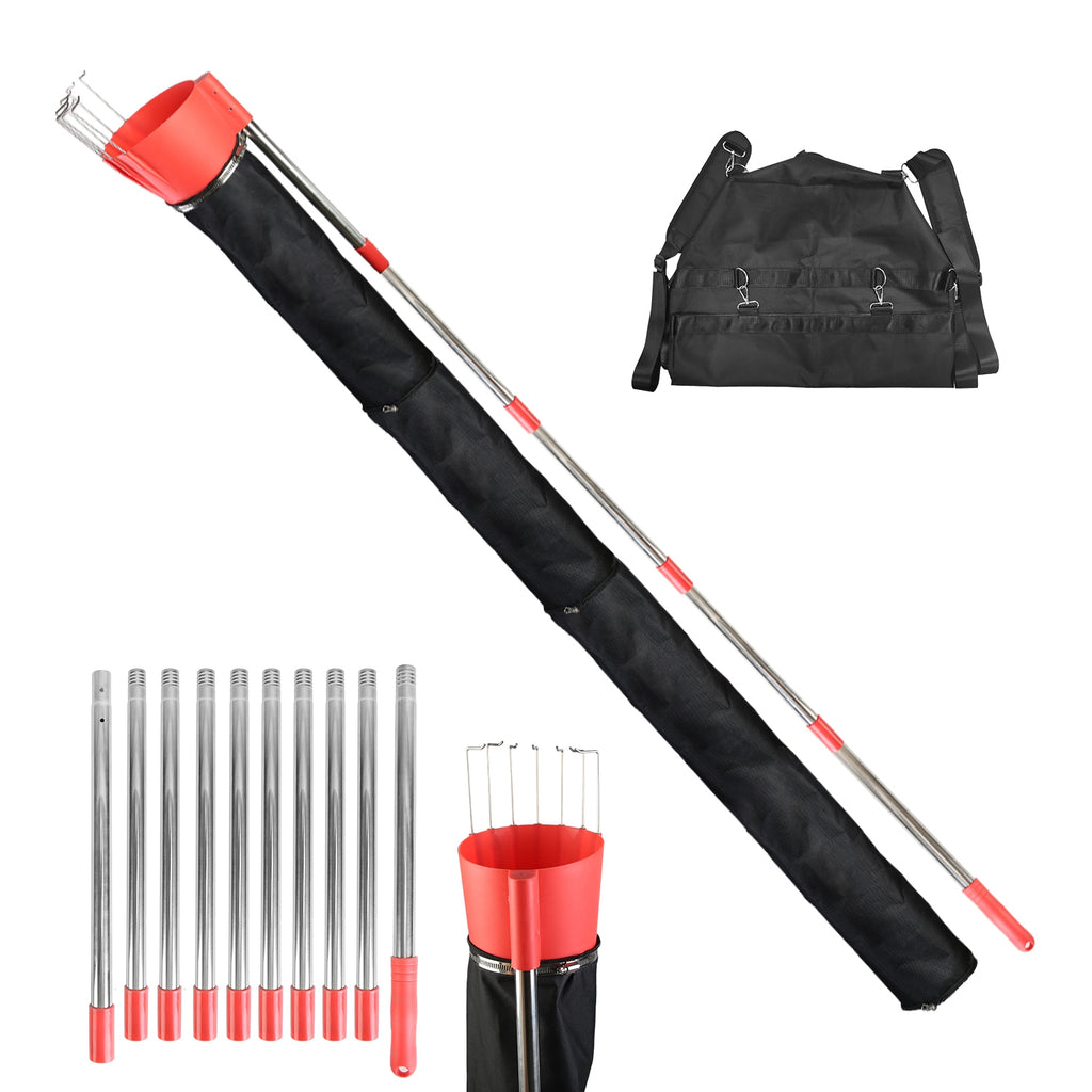 1Pc 13FT High Reach Fruit Picker Pole With Harvest Bag Heavy Duty Fruit Picking Tool With Basket Funnels Collect Bag For Mango Avocado Lemon Apples Pears