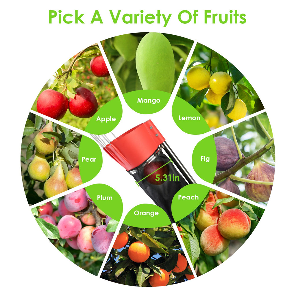 1Pc 13FT High Reach Fruit Picker Pole With Harvest Bag Heavy Duty Fruit Picking Tool With Basket Funnels Collect Bag For Mango Avocado Lemon Apples Pears